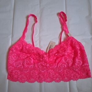 NWT La Senza Hot Neon Pink Lace Bandeau Bra Bralette Large